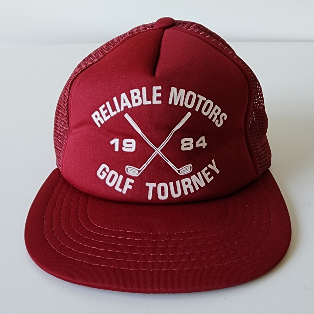 Vintage 1984 Reliable Motors Golf Tourney Trucker Hat Mesh Cap Snap‎ Back 80s